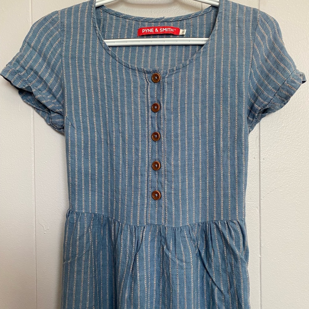 Pyne & Smith Model No.11 Dress, Knee-Length Linen Slow Fashion Striped Dress